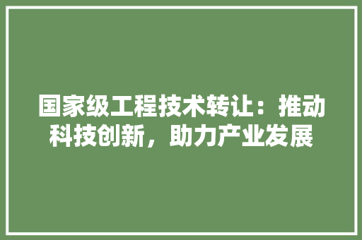 国家级工程技术转让：推动科技创新，助力产业发展 现代风格装饰