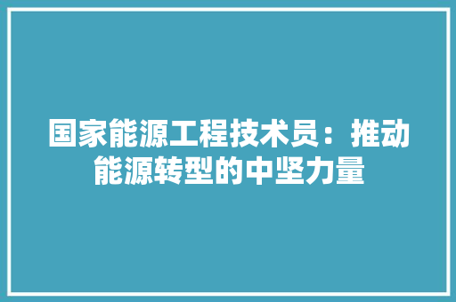 国家能源工程技术员：推动能源转型的中坚力量 现代风格装饰
