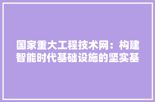 国家重大工程技术网：构建智能时代基础设施的坚实基石 现代风格装饰