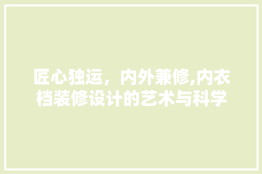 匠心独运，内外兼修,内衣档装修设计的艺术与科学