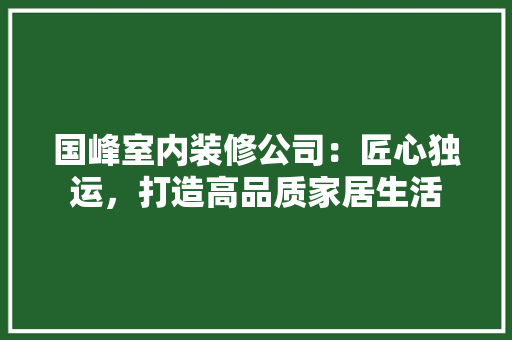 国峰室内装修公司：匠心独运，打造高品质家居生活 现代风格装饰