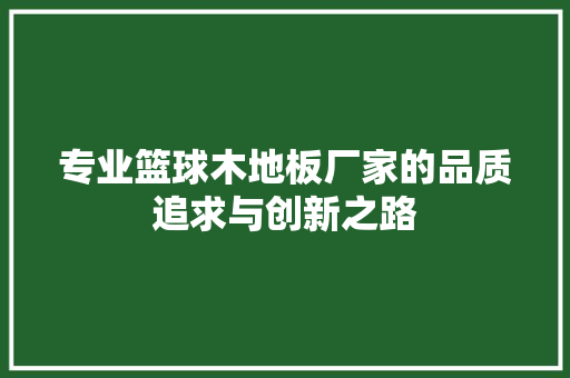 专业篮球木地板厂家的品质追求与创新之路 家居装修
