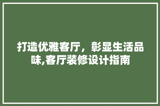打造优雅客厅，彰显生活品味,客厅装修设计指南