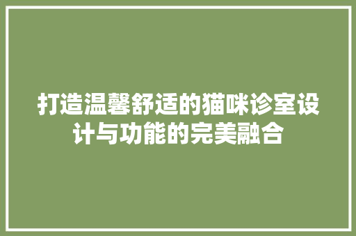打造温馨舒适的猫咪诊室设计与功能的完美融合
