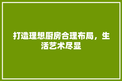 打造理想厨房合理布局，生活艺术尽显
