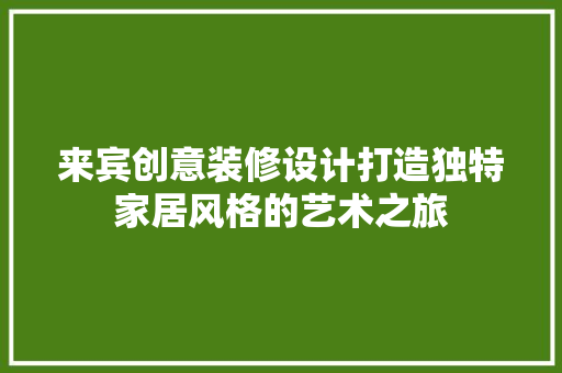 来宾创意装修设计打造独特家居风格的艺术之旅