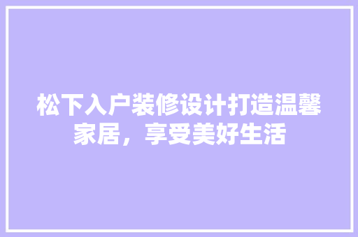 松下入户装修设计打造温馨家居，享受美好生活