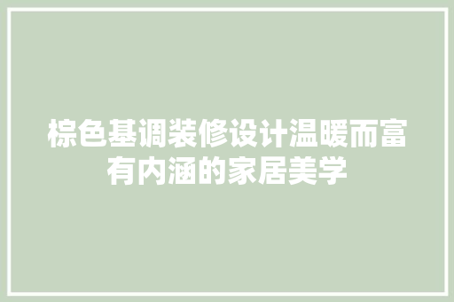 棕色基调装修设计温暖而富有内涵的家居美学
