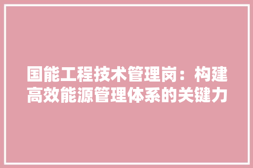 国能工程技术管理岗：构建高效能源管理体系的关键力量 现代风格装饰