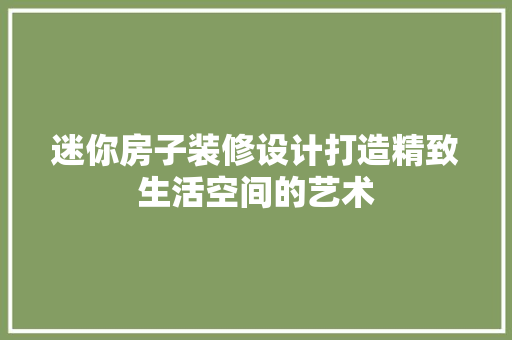 迷你房子装修设计打造精致生活空间的艺术
