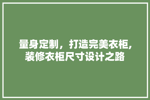 量身定制，打造完美衣柜,装修衣柜尺寸设计之路