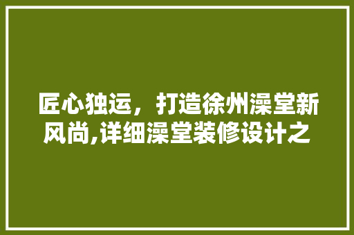 匠心独运，打造徐州澡堂新风尚,详细澡堂装修设计之路