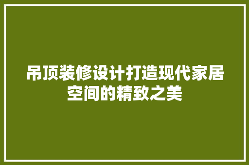 吊顶装修设计打造现代家居空间的精致之美