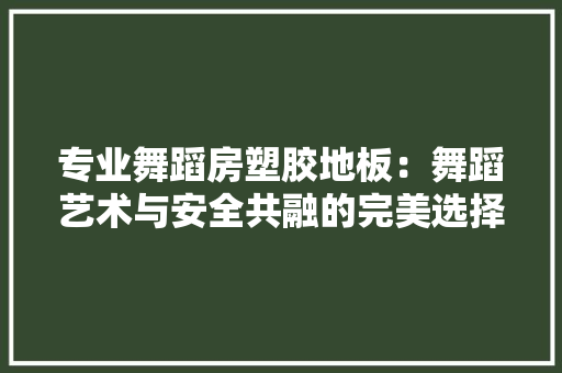 专业舞蹈房塑胶地板：舞蹈艺术与安全共融的完美选择 家居装修