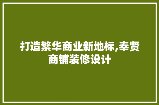 打造繁华商业新地标,奉贤商铺装修设计