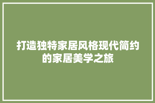 打造独特家居风格现代简约的家居美学之旅