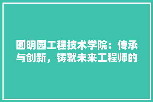 圆明园工程技术学院：传承与创新，铸就未来工程师的摇篮 现代风格装饰