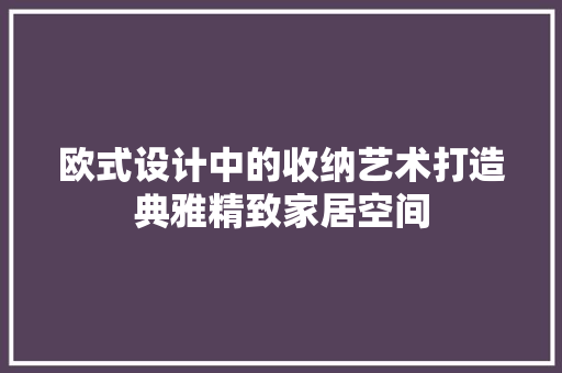 欧式设计中的收纳艺术打造典雅精致家居空间