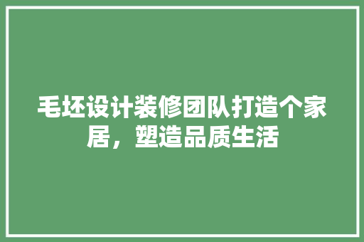 毛坯设计装修团队打造个家居，塑造品质生活