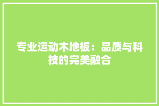 专业运动木地板：品质与科技的完美融合 家居装修
