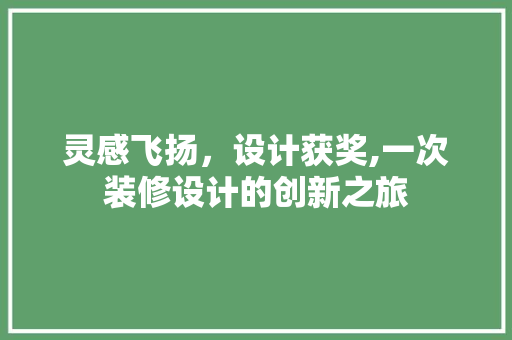 灵感飞扬，设计获奖,一次装修设计的创新之旅