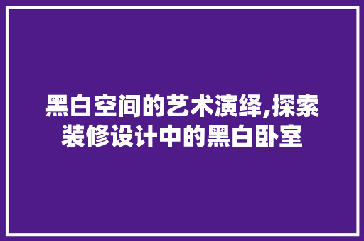 黑白空间的艺术演绎,探索装修设计中的黑白卧室
