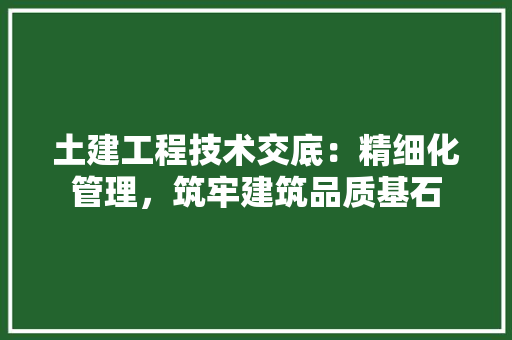 土建工程技术交底：精细化管理，筑牢建筑品质基石 现代风格装饰