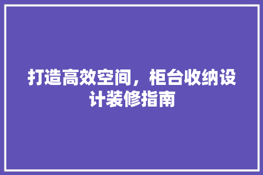 打造高效空间，柜台收纳设计装修指南