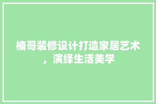 楠哥装修设计打造家居艺术，演绎生活美学
