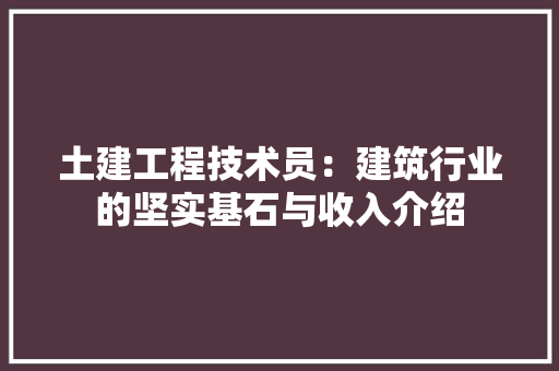 土建工程技术员：建筑行业的坚实基石与收入介绍 现代风格装饰