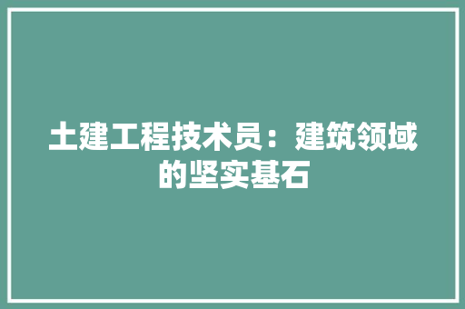 土建工程技术员：建筑领域的坚实基石