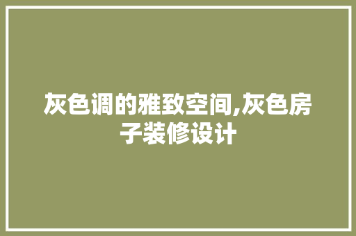 灰色调的雅致空间,灰色房子装修设计