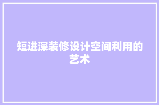 短进深装修设计空间利用的艺术