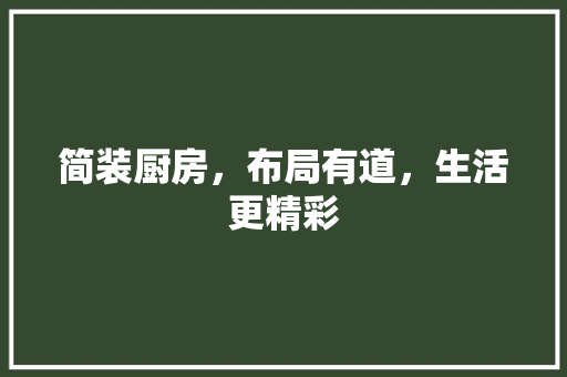 简装厨房，布局有道，生活更精彩