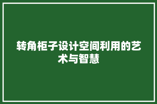 转角柜子设计空间利用的艺术与智慧