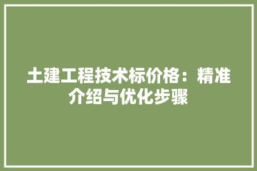 土建工程技术标价格：精准介绍与优化步骤 现代风格装饰