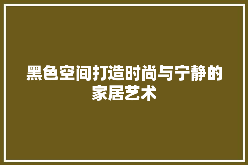 黑色空间打造时尚与宁静的家居艺术
