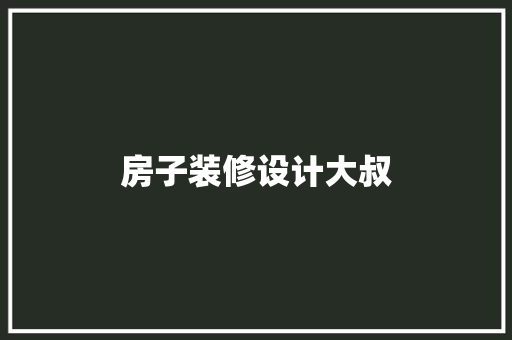 房子装修设计大叔