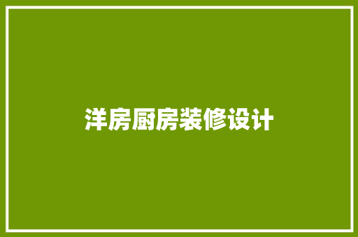 洋房厨房装修设计