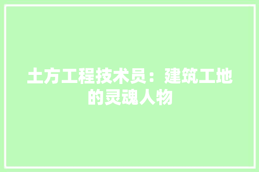 土方工程技术员：建筑工地的灵魂人物 现代风格装饰