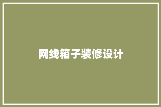 网线箱子装修设计