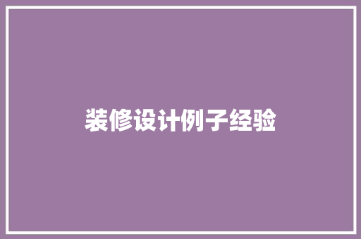 装修设计例子经验