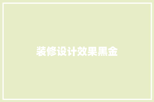 装修设计效果黑金