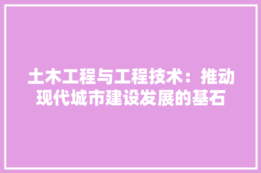 土木工程与工程技术：推动现代城市建设发展的基石 现代风格装饰