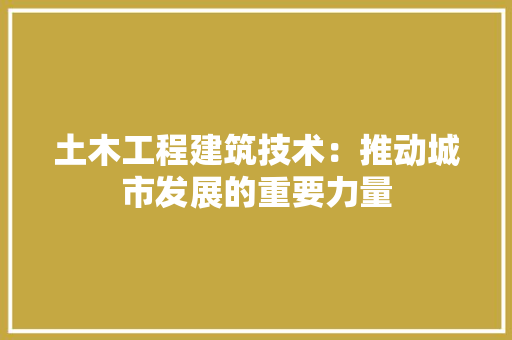 土木工程建筑技术：推动城市发展的重要力量 现代风格装饰