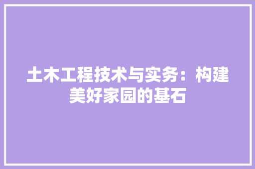 土木工程技术与实务：构建美好家园的基石 现代风格装饰