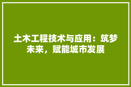 土木工程技术与应用：筑梦未来，赋能城市发展 现代风格装饰
