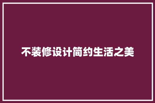 不装修设计简约生活之美