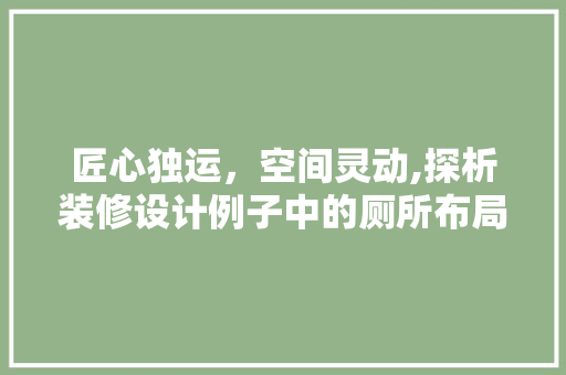 匠心独运，空间灵动,探析装修设计例子中的厕所布局之路