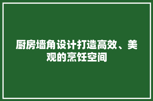 厨房墙角设计打造高效、美观的烹饪空间